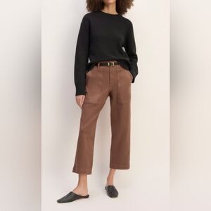 New Everlane The Organic Utility Pant Carob Brown Straight Leg Pants Size 6